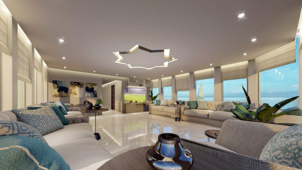 Main lounge styled for evening entertaining